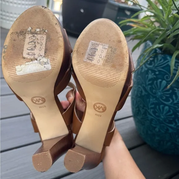 Michael Kors Brown Leather Platform Sandals - Picture 6 of 7